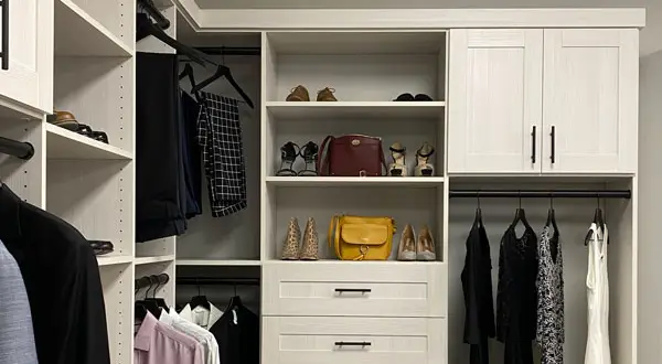 A custom closet designed manufactured and installed by PNW Closets in Vancouver WA