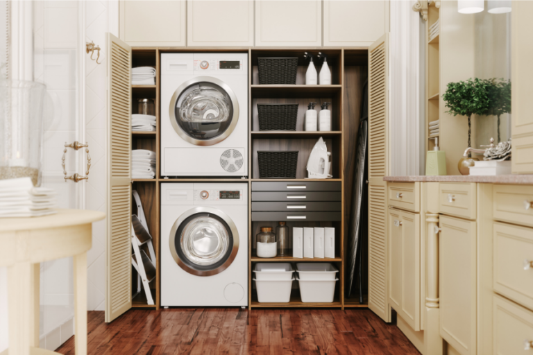 Custom laundry room cabinets and storage