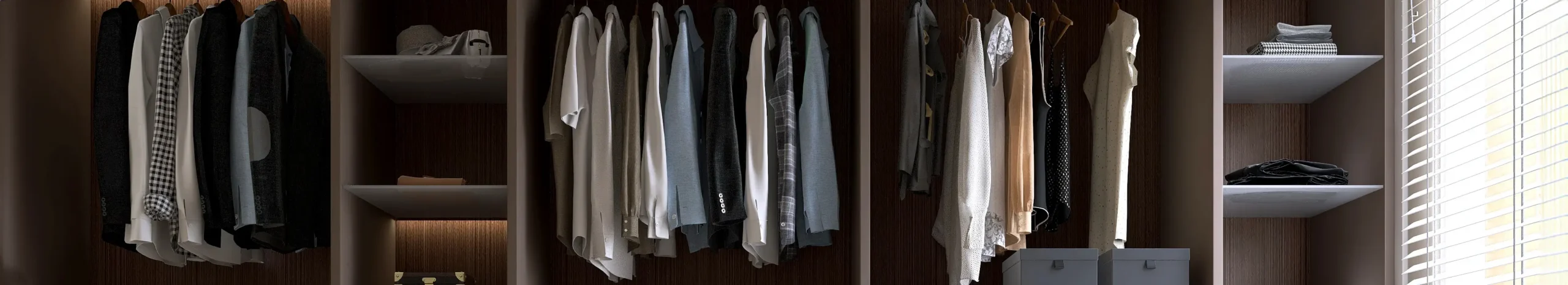 Custom walk-in closet by PNW Closets featuring built-in shelving, hanging rods, and a shoe rack