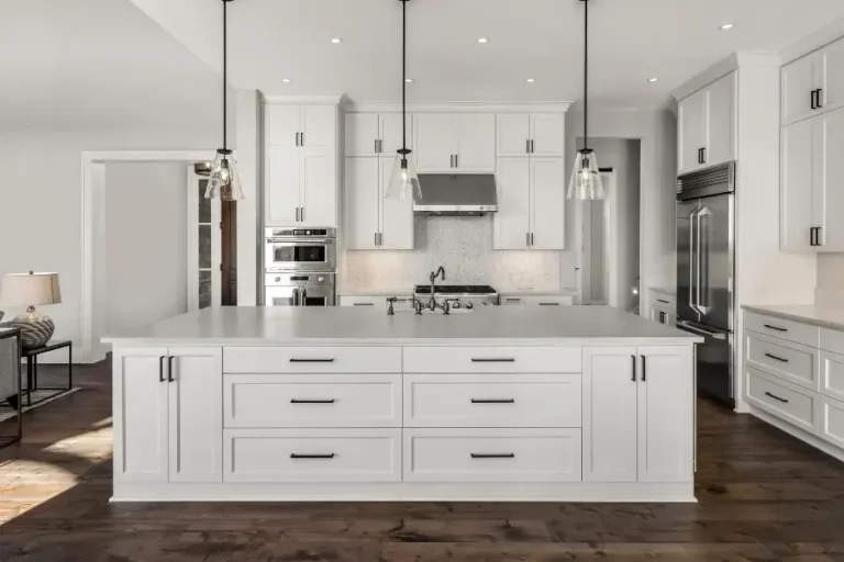 Custom kitchen island cabinets with built-in storage