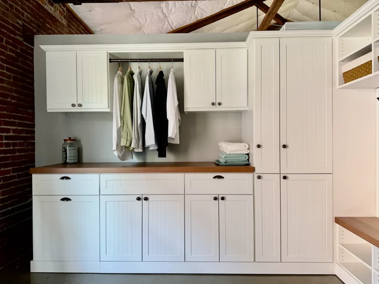 Custom laundry room cabinets and storage built by PNW Closets