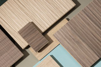 Wood grain finish samples for a custom built-in media center