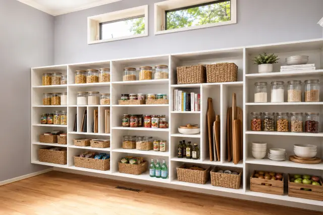 Pantry storage wall installed by PNW Closets