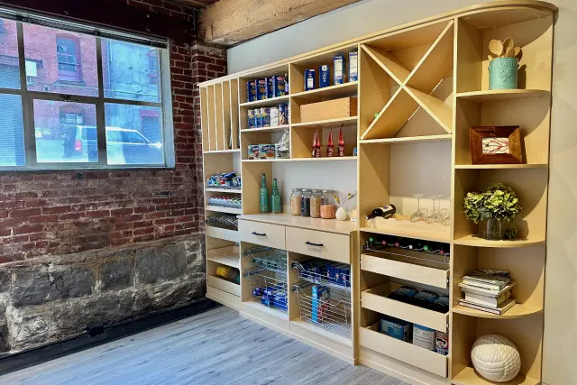 Pantry walls with custom drawers